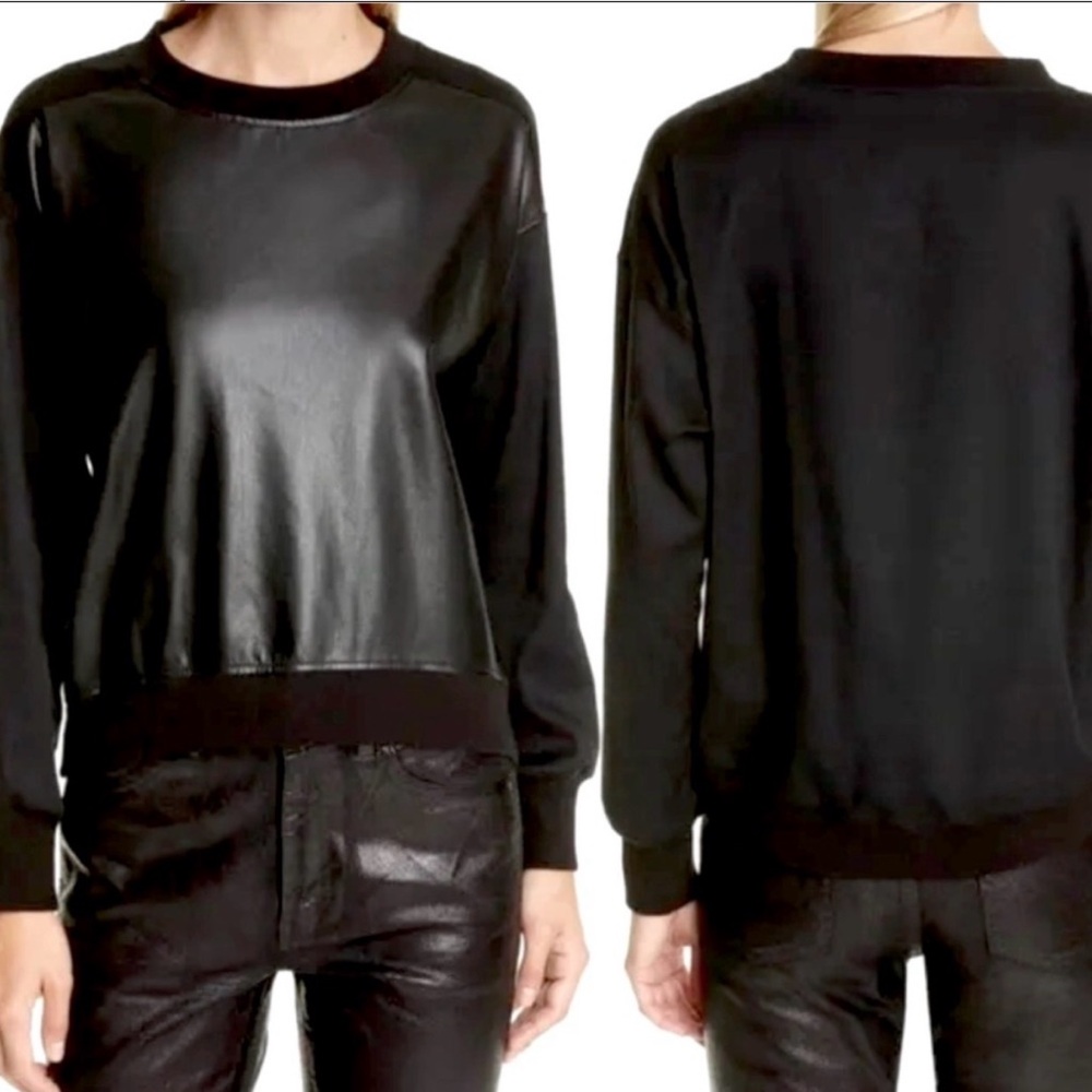 Alice + Olivia Black Buttery Soft Lamb Leather Top